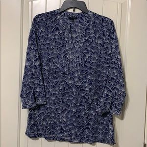 Talbots navy seashell print cotton tunic Small.